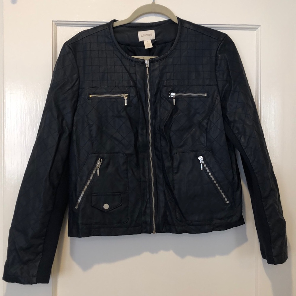 Chico’s Faux Leather Quilted Moto Jacket